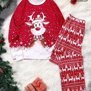 Festive Red Reindeer Kids Pajamas